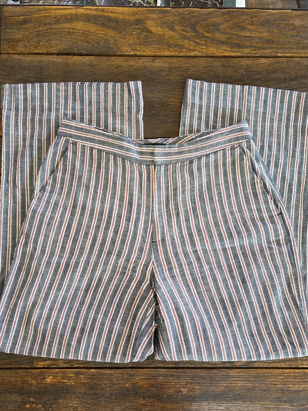 Banana Republic Striped Wide Leg Pants Size 8 Cotton Rayon Trouser